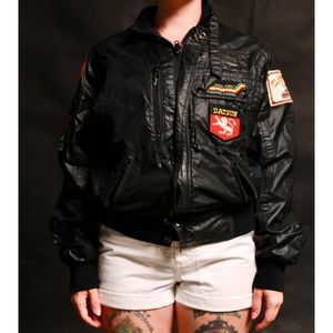 *SOLD* Vtg 80's Style Auto Carerra Design Black Jacket with patches